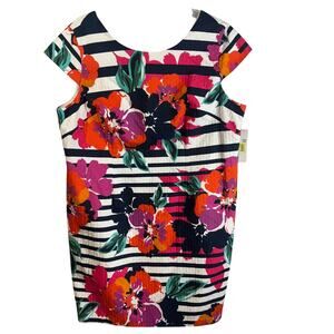 NWT Eliza J  Multicolor Floral Striped Dress Sheath Career Cocktail Cap Size 20W